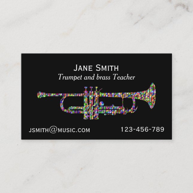 Carte De Visite Trumpet professeur de laiton tuteur musical (Devant)