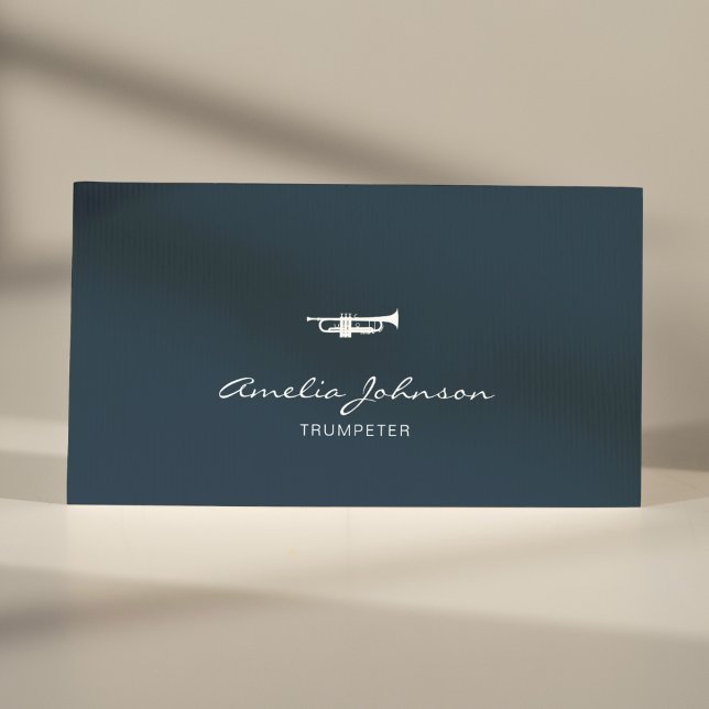 Carte De Visite Trumpet Professionnel Brass Enseignant Marine Blue (Créateur téléchargé)