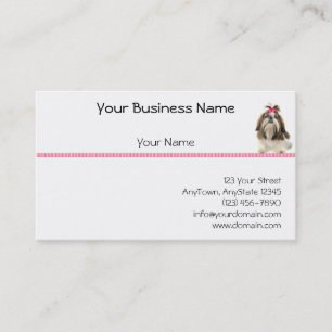 Carte De Visite Tsu de Shih avec l'arc rose à la frontière rose