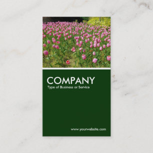 Carte De Visite Tulipes roses - Vert foncé