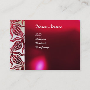 Carte De Visite TULIPS ROUGE VELVET DAMASK MONOGRAS Burgundy Blanc