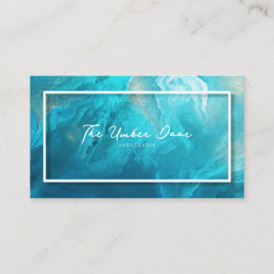 Carte De Visite Turquoise Abstrait Fluide Poussière d'Or Géométriq
