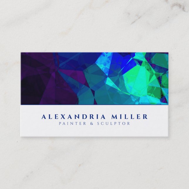 Carte De Visite Turquoise Abstrait moderne bleu & violet (Devant)