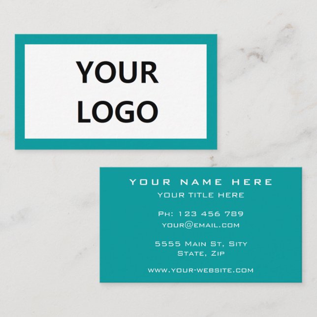 Carte de visite Turquoise avec logo Votre propre d (Devant / Derrière)