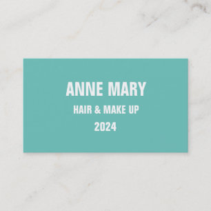 Carte De Visite Turquoise Bleu Blanc cheveux et maquiller élégant 