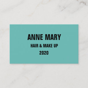 Carte De Visite Turquoise Bleu Cheveux Noir & Make Up Design Moder
