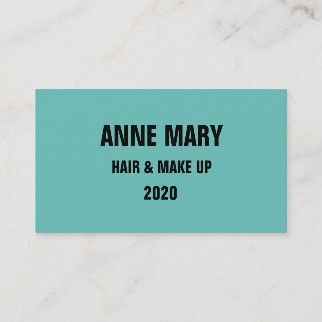 Carte De Visite Turquoise Bleu Cheveux Noir & Make Up Design Moder (Devant)