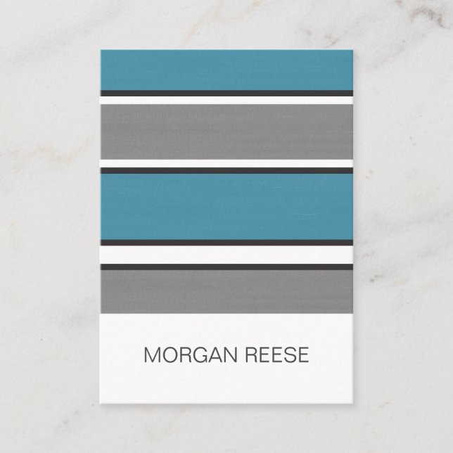 Carte De Visite Turquoise Bleu Gris Noir et Blanc Gris Moderne (Devant)