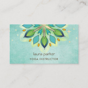 Carte De Visite Turquoise bleu Mandala Holistic Lotus Floral Zen Y