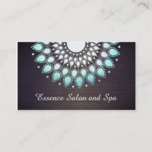Carte De Visite Turquoise Blue Lotus Flower sur Wood Wellness Spa