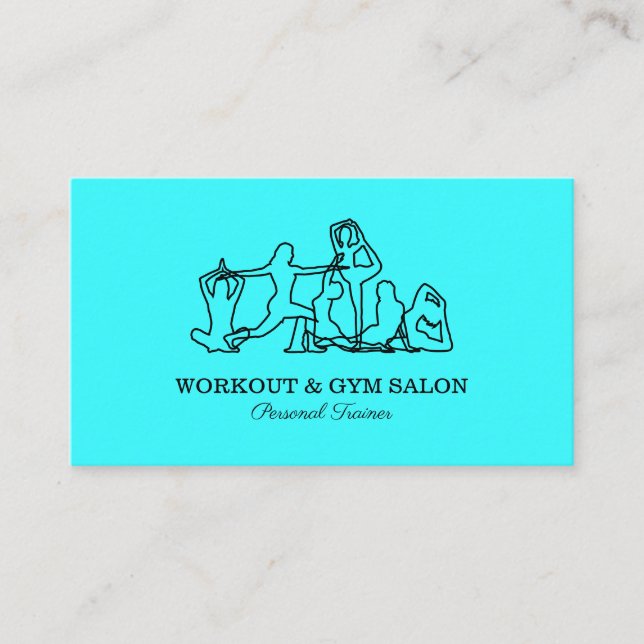 Carte De Visite Turquoise Blue Personal Trainer Gym Yoga (Devant)