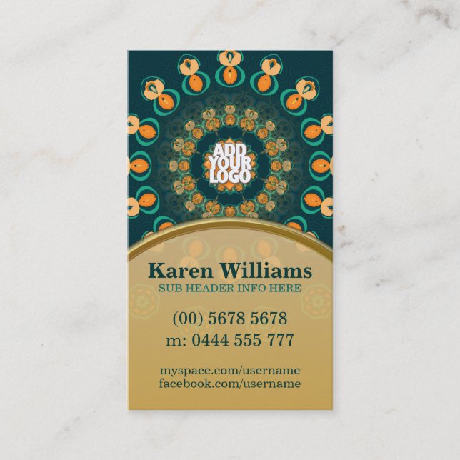 Carte De Visite Turquoise+Carte de visite Gold GeoCircle (Devant)