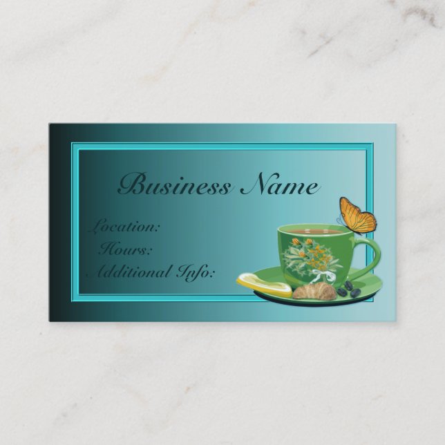 Carte de visite turquoise de la coupe de café (Devant)