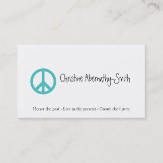 Carte de visite turquoise de symbole de paix