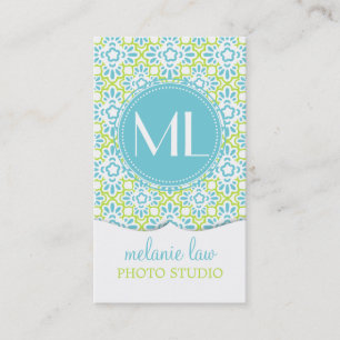 Carte De Visite Turquoise élégante de damassé d'arabesque