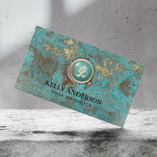 Carte De Visite Turquoise élégante de symbole de l'OM d'or