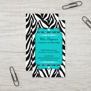 Carte De Visite Turquoise élégante d'impression de zèbre