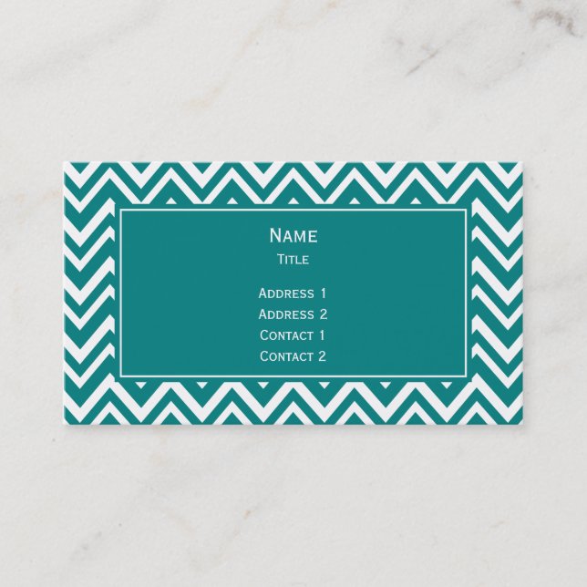 Carte De Visite Turquoise et blanc Motif Chevron (Devant)