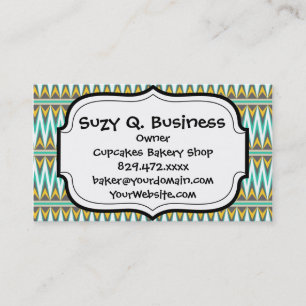Carte De Visite Turquoise et or Tribal Arrowhead Zigzags Design