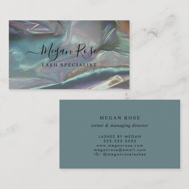 Carte de visite Turquoise holographique (Devant / Derrière)
