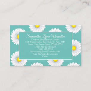 Carte De Visite Turquoise Joli Petit Marguerite