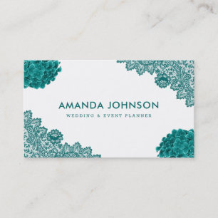 Carte De Visite Turquoise Lace Hydrangea Floral Mariage Planificat