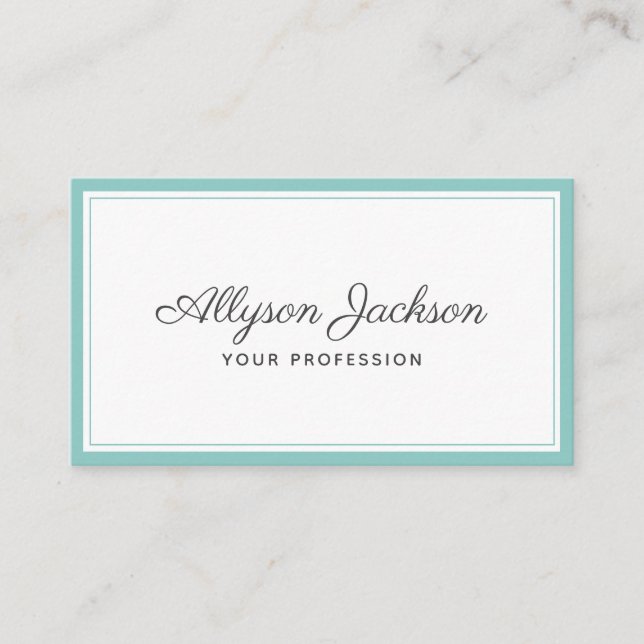 Carte De Visite Turquoise minimal moderne (Devant)