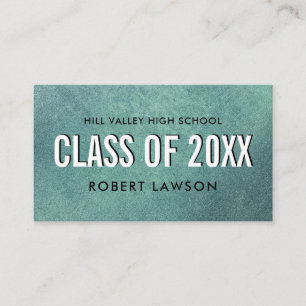 Carte De Visite Turquoise Modern Class Graduation Nom Social Icône