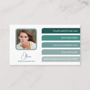 Carte De Visite Turquoise moderne 5 couleurs onglets sociaux