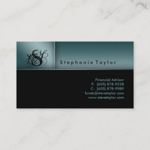 Carte de visite turquoise noir professionnel chic