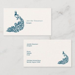Carte De Visite Turquoise Peacock Bold Design Art Déco élégant