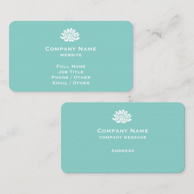 Carte de visite Turquoise personnalisable (Devant / Derrière)