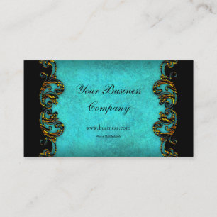 Carte De Visite Turquoise profil bleu Exotic Gold Noir élégant Cla