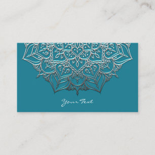 Carte De Visite Turquoise & Silver Mandala Élégant Minimal Marocai