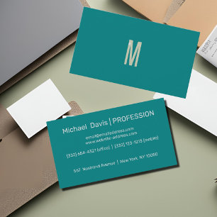 Carte De Visite turquoise solide - ajouter monogramme