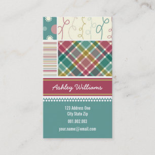 Carte De Visite Turquoise Stripes Checks Dots Scribbles Combo Moti