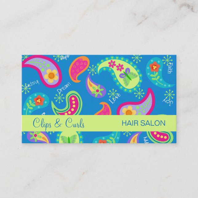 Carte De Visite Turquoise Turquoise bleu moderne Motif Paisley (Devant)