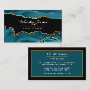 Carte De Visite Turquoise - Turquoise et Gold Geode Agate Stone Bu
