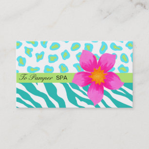 Carte De Visite Turquoise, Turquoise, rose et verte Zèbre et peau