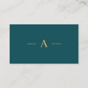Carte De Visite Turquoise Vert & Or Simple Minimal Professionnel