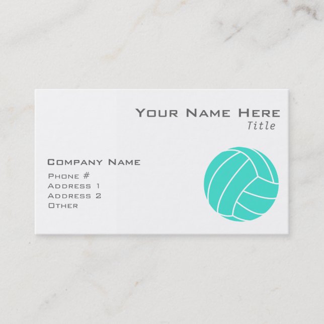 Carte De Visite Turquoise ; Volleyball Vert Bleu (Devant)