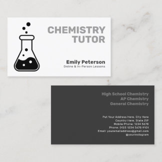 Carte De Visite Tuteur de chimie minimaliste, enseignant de scienc