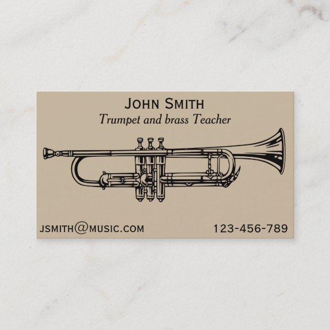 Carte De Visite Tuteur de musique d'instrument en laiton de (Devant)