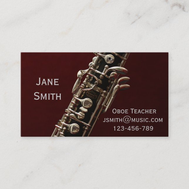 Carte De Visite Tuteur de musique d'instruments Oboe woodwind (Devant)