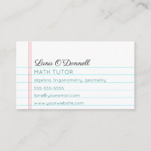 Carte De Visite Tuteur de papier à Carnet à revêtement modifiable