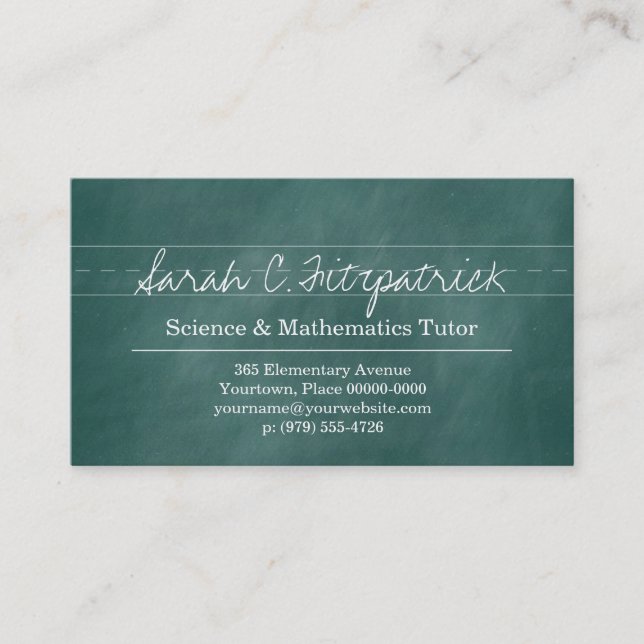 Carte De Visite Tuteur de professeur de tableau d'Aqua (Devant)