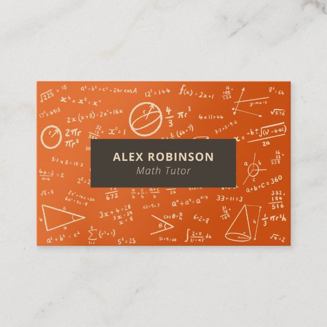 Carte de visite tuteur en mathématiques orange et  (Devant)