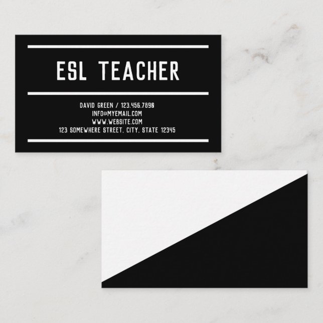 Carte De Visite Tuteur enseignant ESL (Devant / Derrière)