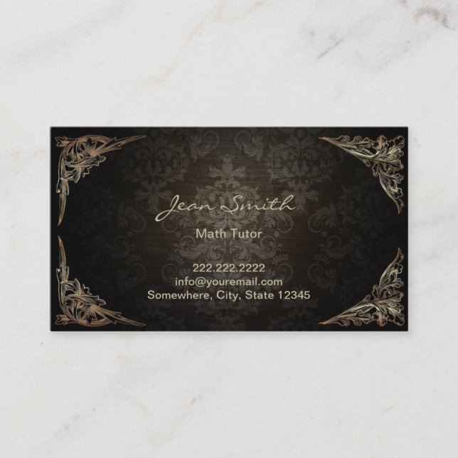 Carte De Visite Tuteur foncé de maths de damassé encadré par cru (Devant)