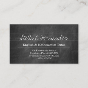 Carte De Visite Tuteur noir de professeur de tableau